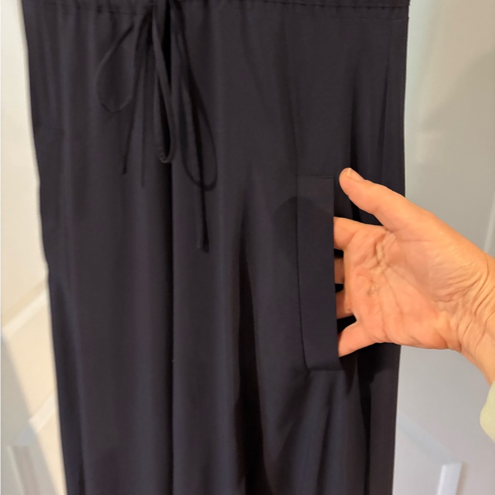 Athleta LG Mara Maxi Dress Navy Blue Tie Waist Pockets #Travelwear #Athleisure - Picture 7 of 16